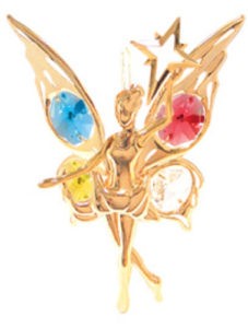 24K Gold Plated Fairy W/Star Ornament W/Mixed Swarovski | Mascot USA