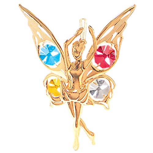 24K Gold Plated Dancing Fairy Ornament W/Mixed Swarovski | Mascot USA