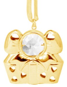 14K Gold Plated Gift Ornament W/Clear Swarovski | Mascot USA