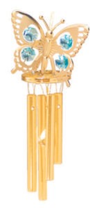 24k Gold Plated Butterfly Wind Chime w/Swarovski Element Crystal (Green/Mixed)