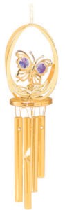 24k Gold Plated Butterfly in Ellipse Wind Chime w/ Swarovski Element Crystal