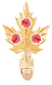 24K Gold Plated Maple Leaf Night Light W/ Swarovski | Mascot USA
