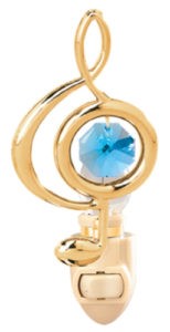 24k Gold Plated Large Treble Clef Night Light w/Blue Swarovski Element Crystal