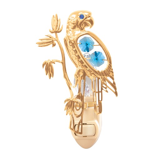 24k Gold Parrot with Tree Night Light w/ Swarovski Element (Blue/Green/Red)
