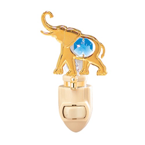 24k Gold Plated Icon Mini Elephant Night Light w/Swarovski Element (9 colors)