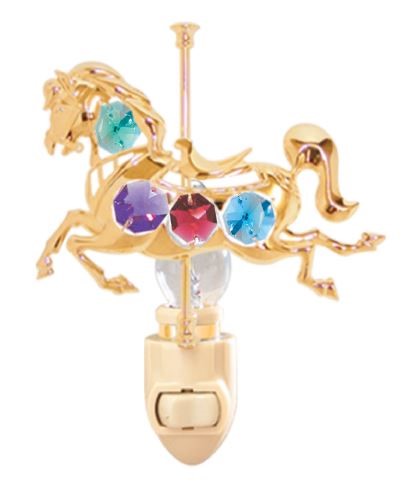 24k Gold Plated Carousel Horse Night Light/Swarovski Element Crystal (7 colors)