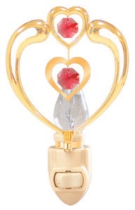24k Gold Plated Crystal in Heart Night Light w/ Swarovski Element (6 Colors)