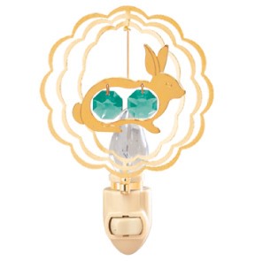 24K Gold Rabbit In Circle Night Light W/ Swarovski | Mascot USA