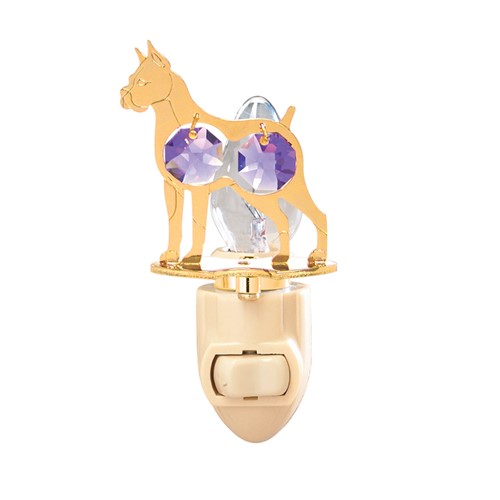 24k Gold Plated Boxer (Dog) Night Light w/Swarovski Element Crystals (6 colors)