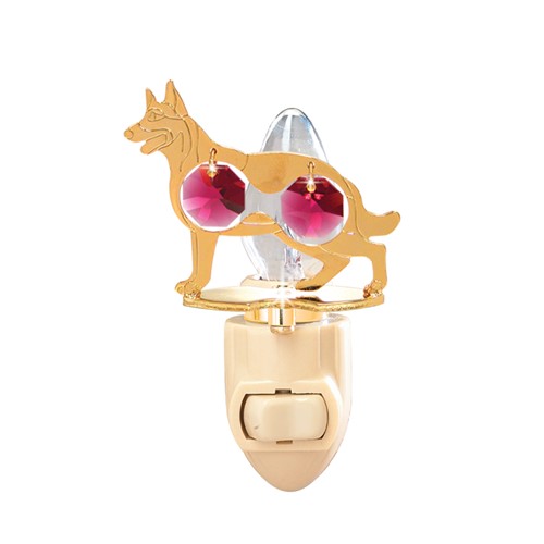 24k Gold Plated German Sheperd (Dog) Night Light w/Swarovski Element (6 colors)