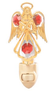 24k Gold Plated Angel w/Cross Night Light w/Swarovski Element Crystal (6 Colors)