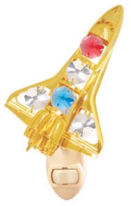 24k Gold Plated Space Shuttle Night Light w/ Mixed Swarovski | Mascot USA
