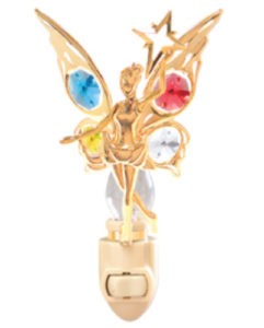24k Gold Plated Fairy w/Star Night Light w/Mixed Swarovski Element Crystal