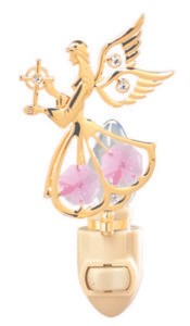 24k Gold Plated Mini Angel w/Cross Night Light w/ Swarovski Element (6 Colors)