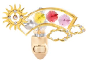 24k Gold Plated Sunburst/Rainbow Night Light w/Mixed Swarovski Element Crystal
