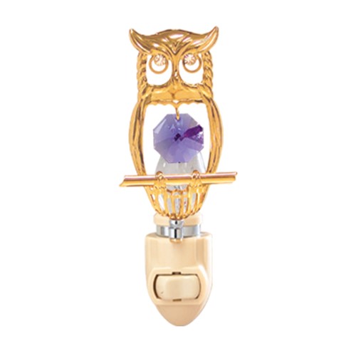 24k Gold Plated Owl Night Light w/ Swarovski Element Crystal (6 colors)