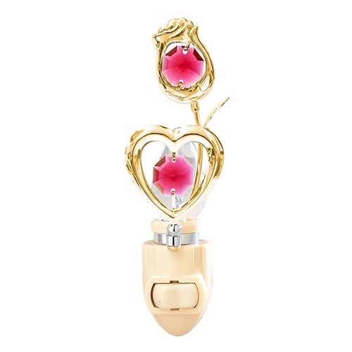 24k Gold Plated Rose/Heart Night light w/ Swarovski Element Crystal (6 Colors)