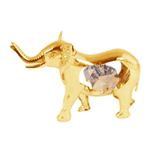 24K Gold Plated Baby Elephant Free Standing W/Swarovski | Mascot USA