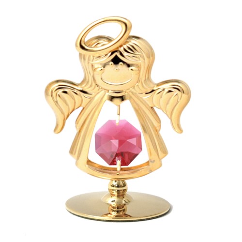 24k Gold Plated Sweetie Angel on Stand w/Swarovski Element Crystal ) (Clear/Red)