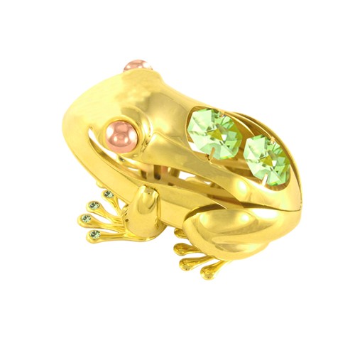 24k Gold Plated Frog on Stand w/Swarovski Element Crystal