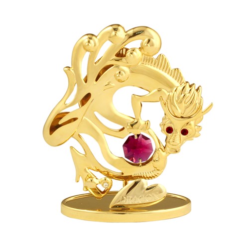 24K Gold Plated Chinese Zodiac (Dragon) W/ Swarovski | Mascot USA