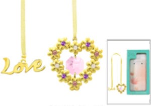 24K Gold Plated Blooming Heart Bookmark W/Pink Swarovski | Mascot USA