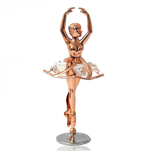 Rose Gold Plated Ballerina on Stand w/Swarovski Element Crystal
