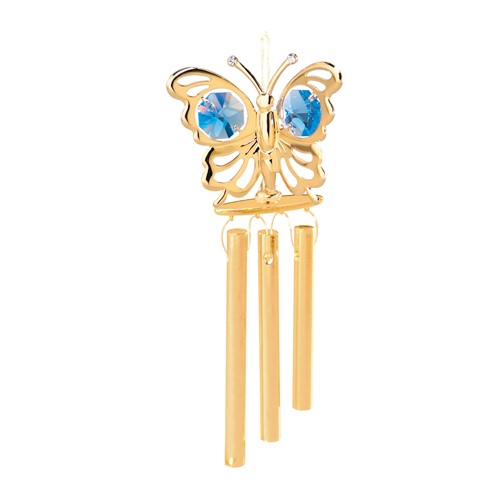 24k Gold Plated Mini Butterfly Wind Chimes/Swarovski Element Crystal (6 colors)