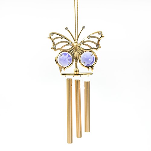 24k Gold Plated Butterfly Wind Chime w/ Swarovski Element Crystal (6 colors)