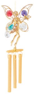 24k Gold Plated Fairy w/Dove Wind Chimes w/Mixed Swarovski Element Crystal