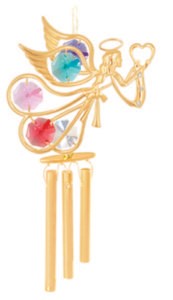 24k Gold Plated Angel w/Heart Wind Chimes w/Mixed Swarovski Element Crystal
