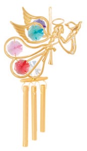 24k Gold Plated Angel w/Dove Wind Chimes w/Mixed Swarovski Element Crystal