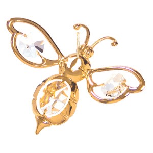 24k Gold Plated Bumble Bee Ornament w/Clear Swarovski Element Crystal