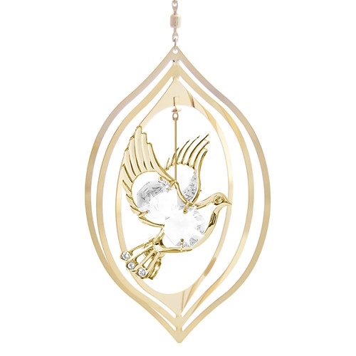 24k Gold Plated Dove Lemon Ornament w/Clear Swarovski Element Crystal