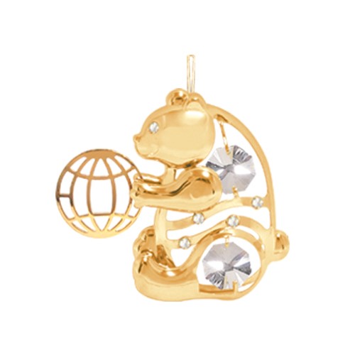 24K Gold Plated Bear W/Ball W/Swarovski (Buy 2 Get 1 Free) | Mascot USA