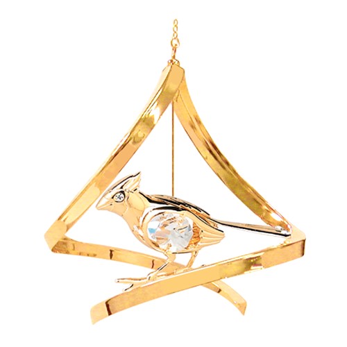 24k Gold Plated Cardinal Propelling Spiral w/Clear Swarovski Element Crystal
