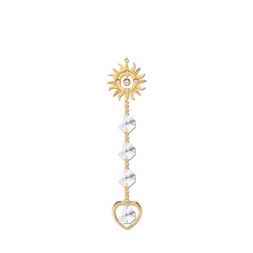 24k Gold Plated Sunburst Hanging Charms Ornament/Clear Swarovski Element Crystal