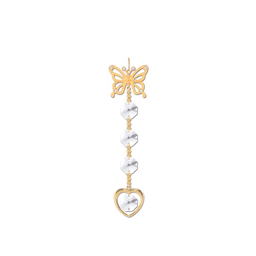 24k Gold Plated Butterfly Hanging Charms Ornament w/Clear Swarovski Element