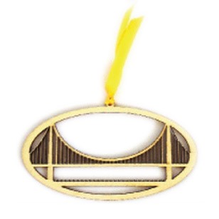 (Set of 4) SF Golden Gate Bridge Laser Cut Pressed Wood Ornaments/Bookmarks