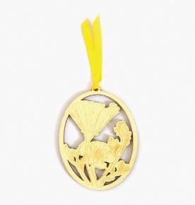 (Set of 4) CA Poppy State Flower Laser Cut Pressed Wood Ornaments/Bookmarks