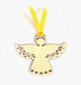 (Set of 4) Flying Angel Laser Cut Pressed Wood Ornaments/Bookmarks
