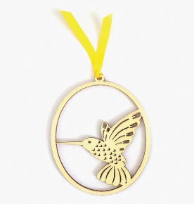 (Set of 4) Hummingbird Laser Cut Pressed Wood Ornaments/Bookmarks