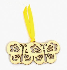 (Set of 4) Twin Butterflies Laser Cut Pressed Wood Ornaments/Bookmarks