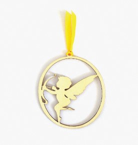 (Set of 4) Cupid Laser Cut Pressed Wood Ornaments/Bookmarks