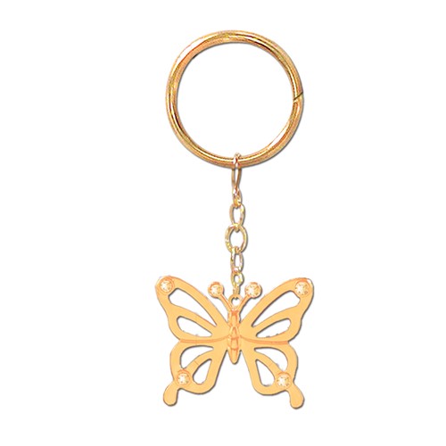 24k Gold Plated Butterfly Icon Key Chain w/Swarovski Element Crystal