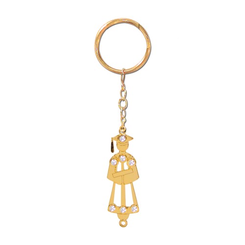 24K Gold Plated Graduate Key Chain W/Swarovski | Mascot USA