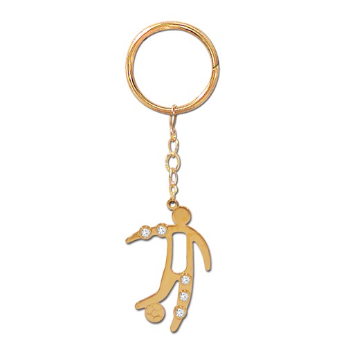 24k Gold Plated Soccer Icon Key Chain w/Swarovski Element Crystal