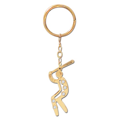 24k Gold Plated Baseball Icon Key Chain w/Swarovski Element Crystal