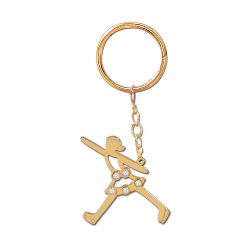 24k Gold Plated lce Skating Icon Key Chain w/Swarovski Element Crystal