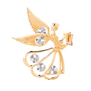 24k Gold Plated Angel w/Hymn Magnet w/Clear Swarovski Element Crystal